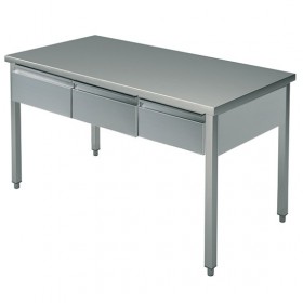 Table Inox  L1500XP700XH900+ 3 tirroirs