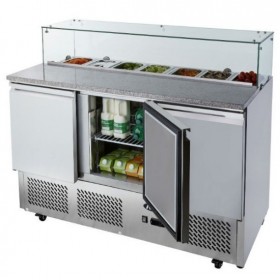 Meuble à pizza - Garantie 2 ans - Paiement 4X - 387 L - 3 portes + roulettes - 7 x GN 1/3 - Classe N