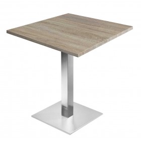 Table de restaurant avec base ronde en fonte avec plateau carré