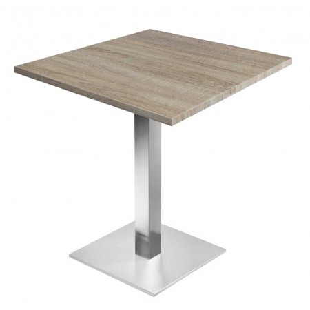 Table de restaurant avec base ronde en fonte avec plateau carré