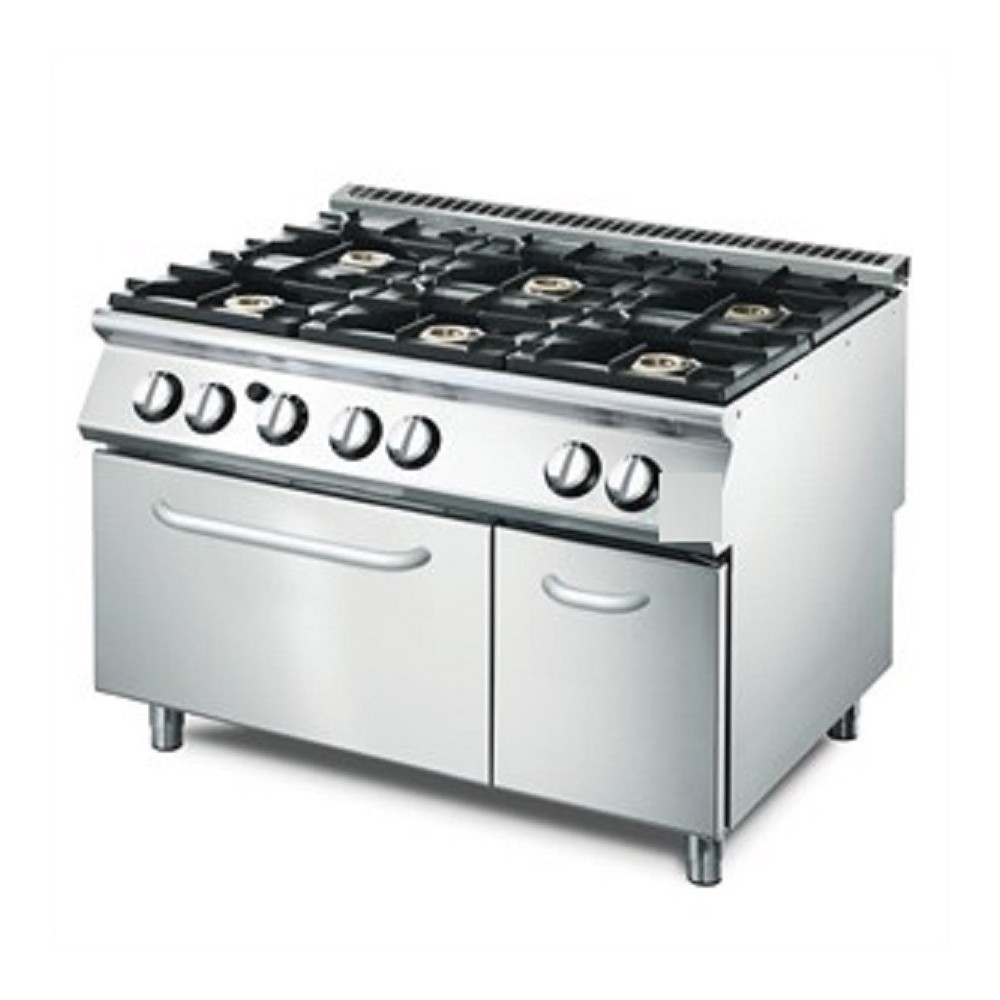 Fourneau 6 feux gaz sur four GN2/1 GGMASTRO ITALIE Fourneau 6 feux gaz sur four GN2/1 GGMASTRO ITALIE