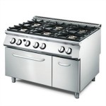 Fourneau 6 feux gaz sur four  GN2/1 GGMASTRO ITALIE