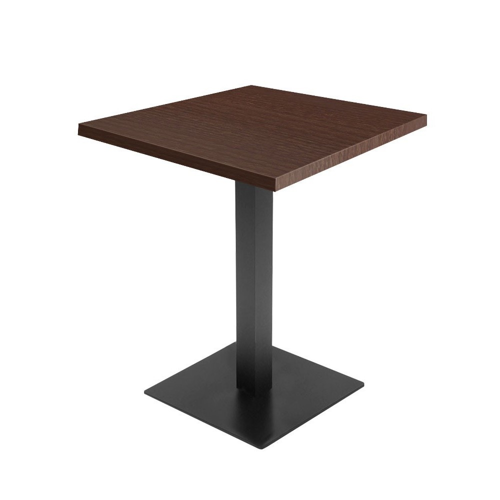 Table de restaurant avec base ronde en fonte avec plateau carré Table de restaurant avec base ronde en fonte avec plateau carré