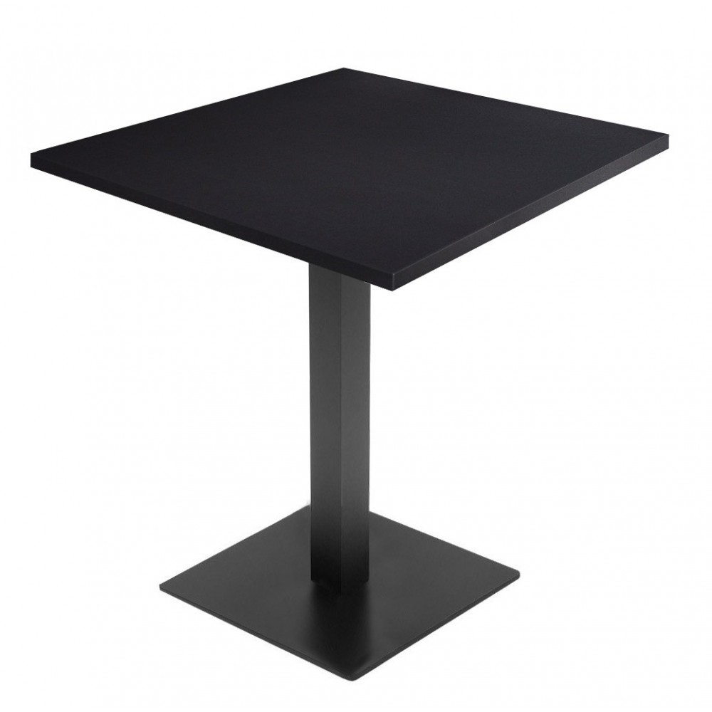 Table de restaurant avec base ronde en fonte avec plateau carré Table de restaurant avec base ronde en fonte avec plateau carré