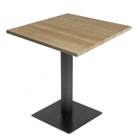 Table de restaurant avec base ronde en fonte avec plateau carré