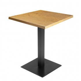 Table de restaurant avec base ronde en fonte avec plateau carré