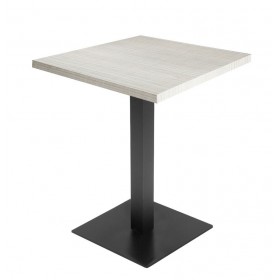 Table de restaurant avec base ronde en fonte avec plateau carré