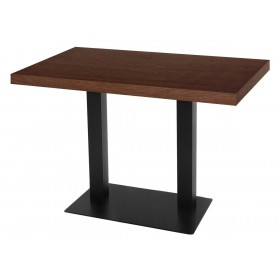 Table de restaurant avec base ronde en fonte avec plateau carré