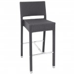 Chaises en rotin bar anthracite avec accoudoirs