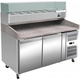 Meuble à pizza - Paiement 4X - Garantie 2 ans - 290 L - 2 portes + roulettes - 7 x GN 1/4  - Classe N