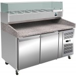 Meuble à pizza - Paiement 4X - Garantie 2 ans - 290 L - 2 portes + roulettes - 7 x GN 1/4  - Classe N