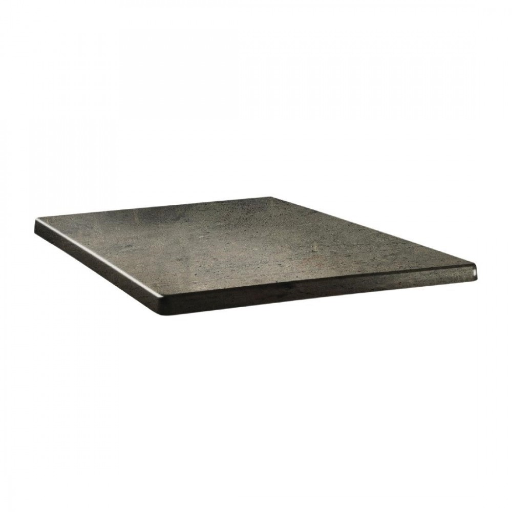 Table de restaurant avec base ronde en fonte avec plateau carré Table de restaurant avec base ronde en fonte avec plateau carré