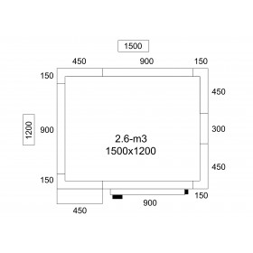 Chambre froide positive - 1500 x 1200 x 2010 - 2.6 m³ - Classe T