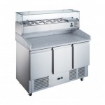 Table réfrigérée pour pizzas - Paiement 4X - Garantie 2 ans - 180L - 3 portes + roulettes - Classe N