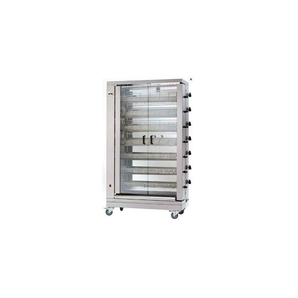 Rotissoire à poulets gaz, 8 broches, sur roues Rotissoire à poulets gaz, 8 broches, sur roues