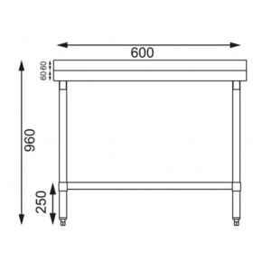Table inox adossée - Paiement 4X - AISI 430 - 600 (L) x 600 (P) x 900 (H) mm