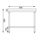 Table inox adossée - Paiement 4X - AISI 430 - 600 (L) x 600 (P) x 900 (H) mm