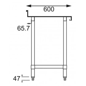 Table inox adossée - Paiement 4X - AISI 430 - 600 (L) x 600 (P) x 900 (H) mm