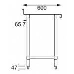 Table inox adossée - Paiement 4X - AISI 430 - 600 (L) x 600 (P) x 900 (H) mm