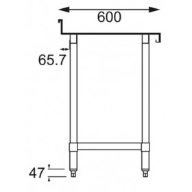 Table inox adossée  - AISI 430 -  1500 (L) x 600 (P) x 900 (H) mm