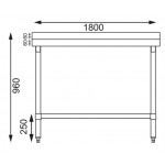 Table inox adossée - AISI 430 - 1800 (L) x 600 (P) x 900 (H) mm