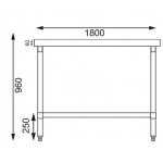 Table inox - AISI 430 - 1800 (L) x 600 (P) x 900 (H) mm