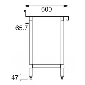 Table inox adossée - Paiement 4X - AISI 430 - 900 (L) x 600 (P) x 900 (H) mm