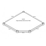 Table inox adossée d'angle - AISI 430 - 900 (L) x 700 (P) x 960 (H) mm