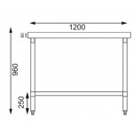 Table inox - AISI 430 - 1200 (L) x 600 (P) x 900 (H) mm
