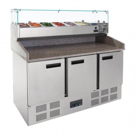 Meuble à pizza - Paiement 4X - Garantie 2 ans - 3 portes - 6 x GN 1/4 - Classe N