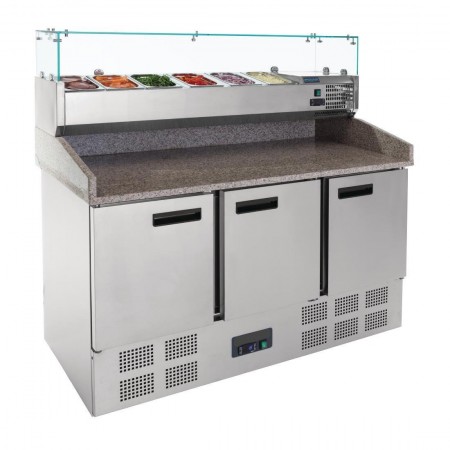 Meuble à pizza - Paiement 4X - Garantie 2 ans - 3 portes - 6 x GN 1/4 - Classe N