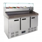 Meuble à pizza - Paiement 4X - Garantie 2 ans - 3 portes - 6 x GN 1/4 - Classe N