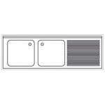 Plonge inox double bac - AISI 304 - 2000 (L) x 600 (P) x 850 (H) mm