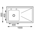 Plonge inox -Paiement 4X-  AISI 304 - 1000 (L) x 600 (P) x 900 (H) mm