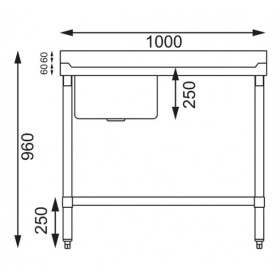Plonge inox -Paiement 4X-  AISI 304 - 1000 (L) x 600 (P) x 900 (H) mm