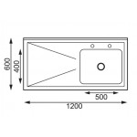 Plonge inox - Paiement 4X - AISI 304 - 1200 (L) x 600 (P) x 900 (H) mm - Avec égouttoir - Bac à droite