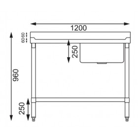 Plonge inox - Paiement 4X - AISI 304 - 1200 (L) x 600 (P) x 900 (H) mm - Avec égouttoir - Bac à droite