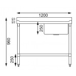 Plonge inox - Paiement 4X - AISI 304 - 1200 (L) x 600 (P) x 900 (H) mm - Avec égouttoir - Bac à droite