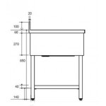 Plonge inox - AISI 304 - 1000 (L) x 600 (P) x 850 (H) mm