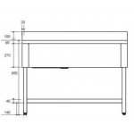 Plonge inox - AISI 304 - 1200 (L) x 600 (P) x 850 (H) mm