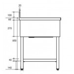 Plonge inox - AISI 304 - 1200 (L) x 600 (P) x 850 (H) mm