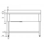 Plonge inox - AISI 304 - 1200 (L) x 600 (P) x 850 (H) mm