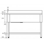 Plonge inox - AISI 304 - 1400 (L) x 700 (P) x 850 (H) mm