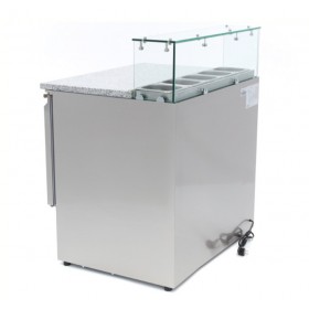 Meuble pizza - Paiement 4X - 2 portes - 5 x GN 1/6 vitrés - Classe N