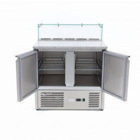 Meuble pizza - Paiement 4X - 2 portes - 5 x GN 1/6 vitrés - Classe N