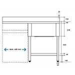 Plonge inox - AISI 304 - 1200 (L) x 700 (P) x 850 (H) mm