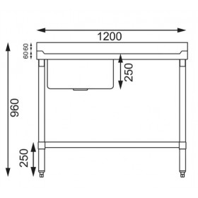 Plonge inox  -Paiement 4X- AISI 304 - 1200 (L) x 600 (P) x 900 (H) mm