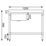 Plonge inox  -Paiement 4X- AISI 304 - 1200 (L) x 600 (P) x 900 (H) mm