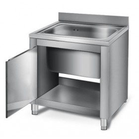 Plonge inox sur meuble - AISI 304 - 600 (L) x 700 (P) x 850 (H) mm