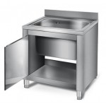 Plonge inox sur meuble - AISI 304 - 600 (L) x 700 (P) x 850 (H) mm